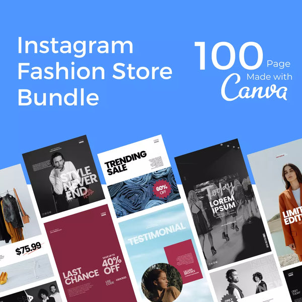 Downloadable Instagram Fashion Store 100 Pages Bundle