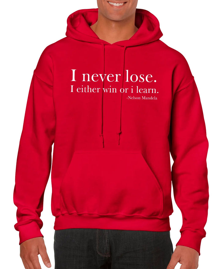 I Never Lose -Nelson Mandela Unisex Hoodie red