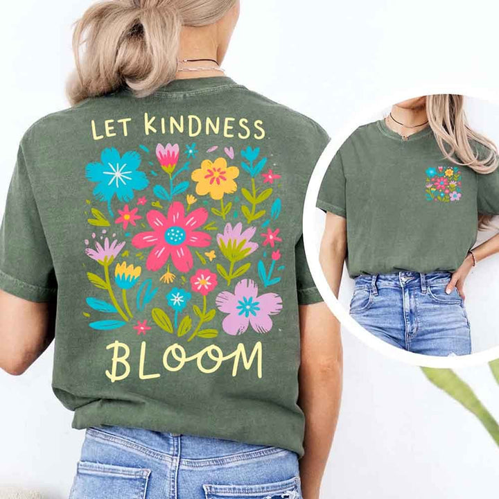 May include a Kindness Matters Comfort Colors T-Shirt in pastel tones with bold positive quote text, displayed on a flat-lay background.