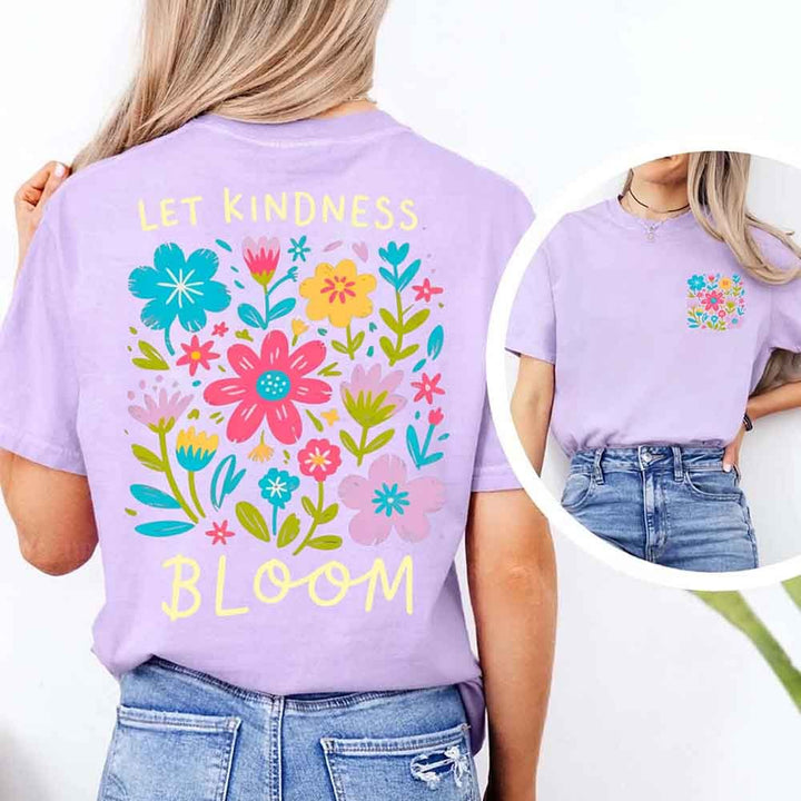 May include a Kindness Matters Comfort Colors T-Shirt in pastel tones with bold positive quote text, displayed on a flat-lay background.