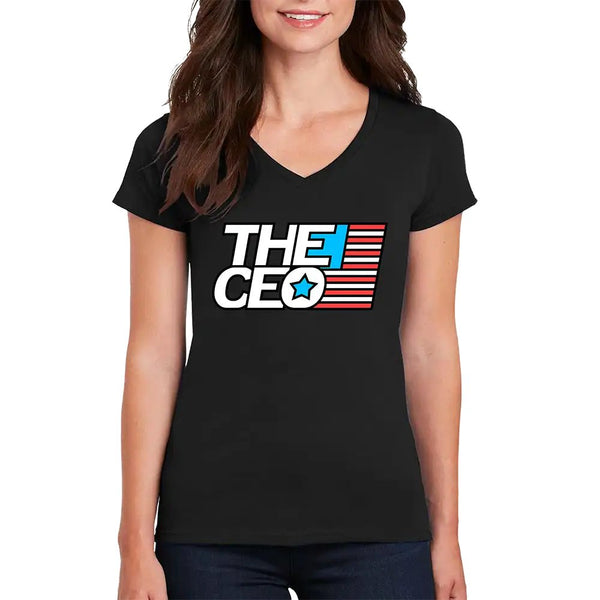 American Flag The CEO Women’s V-Neck T-Shirt
