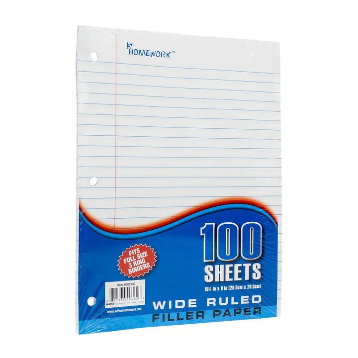 File Sheets Wide Ruled 100 Sheet Wide Ruled Filler Paper – TheCEO.Store