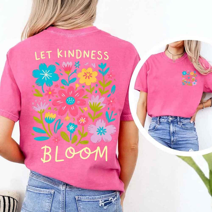 May include a Kindness Matters Comfort Colors T-Shirt in pastel tones with bold positive quote text, displayed on a flat-lay background.