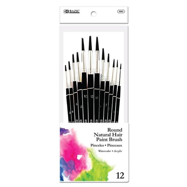 Round Natural Hair Paint Brush (12/Pack)