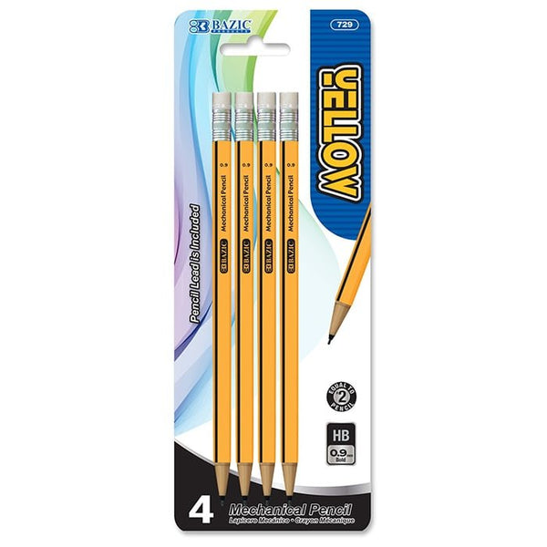 Yellow 0.9mm Mechanical Pencil (4/Pack)