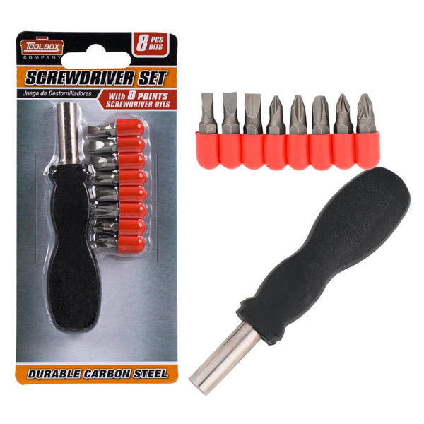 4" Screwdriver Set with 8 points Screwdriver Bits - 9pc