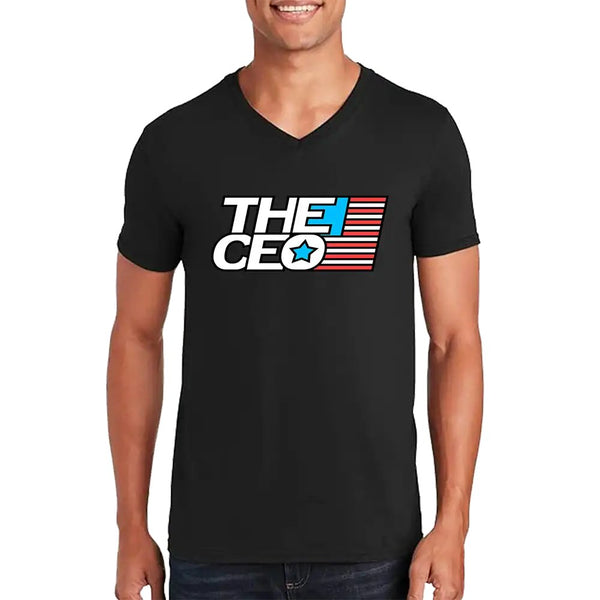 American Flag The CEO Men’s Unisex V-Neck T-shirt