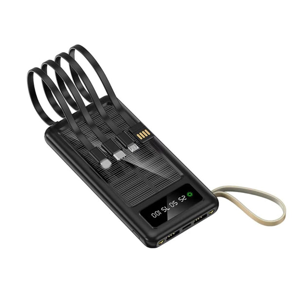 Portable Solar Power Bank with Built-in Cables