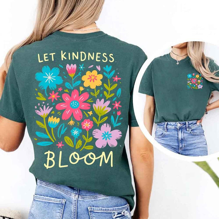 May include a Kindness Matters Comfort Colors T-Shirt in pastel tones with bold positive quote text, displayed on a flat-lay background.