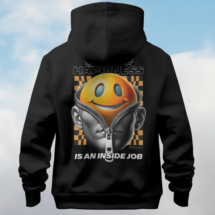 Happiness Is An Inside Job Unisex Back Print Hoodie