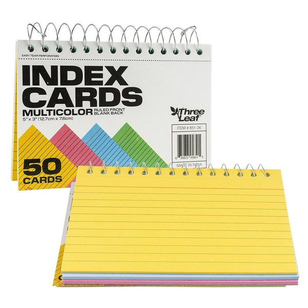 50ct Spiral Color Index Card