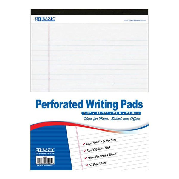 8.5" X 11.75" White Perforated Writing Pad