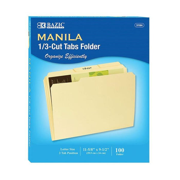 1/3 Cut Letter Size Manila File Folder (100/Pack)