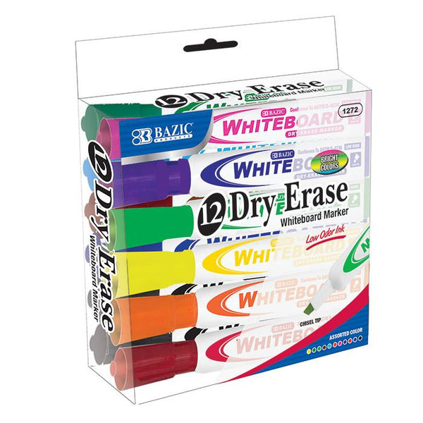 Bright Color Chisel Tip Dry-Erase Markers (12/Pack)