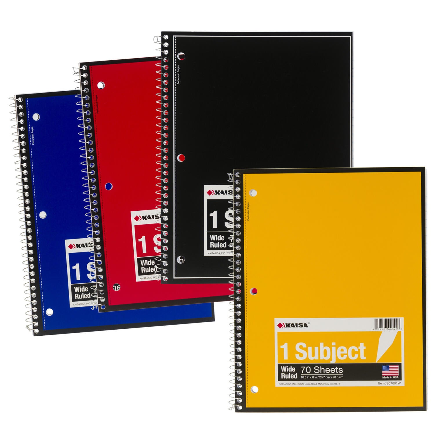 70ct Spiral Wide Ruled 1 Subject Notebook - Random Color – TheCEO.Store