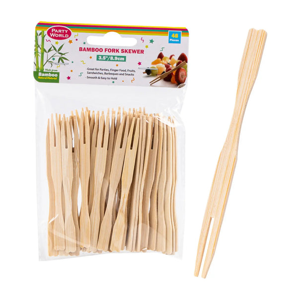 48pc Bamboo Fork Skewers- 3.5