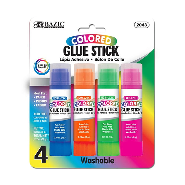0.28 Oz (0.02lb) 4 Washable Colored Glue Stick