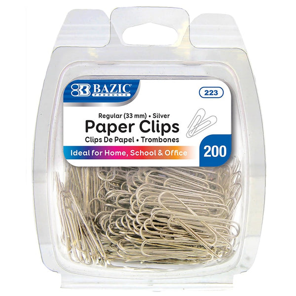 No.1 Regular (33mm) Silver Paper Clips (200/Pack)