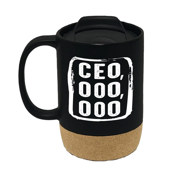 CEO,OOO,OOO 15oz Insulated Ceramic Cup Cork Bottom Mug