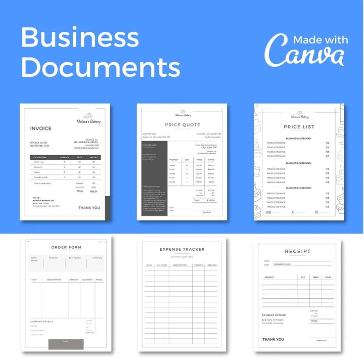 Downloadable Bakery Business Template Bundle