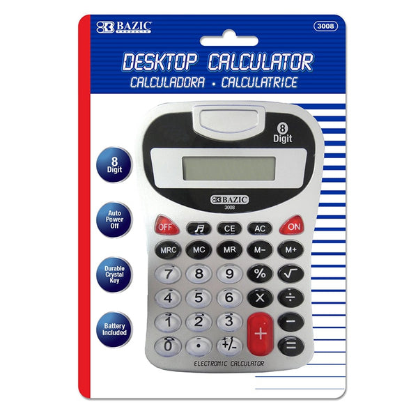 8-Digit Silver Desktop Calculator w/ Tonecalc
