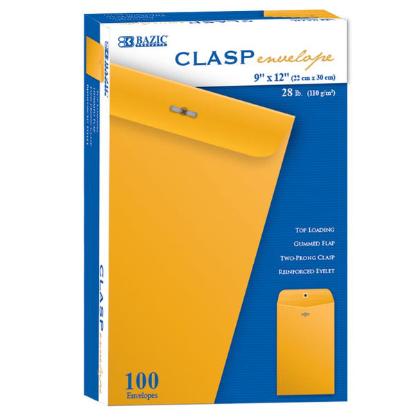 9" X 12" Clasp Envelope (100/Pack)