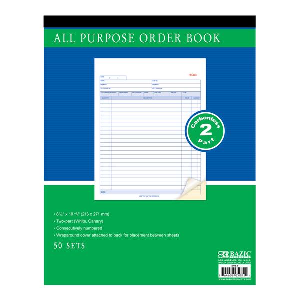 All Purpose Order Book 2-Part Carbonless 8 3/8" x 10 11/16" 50 Sets