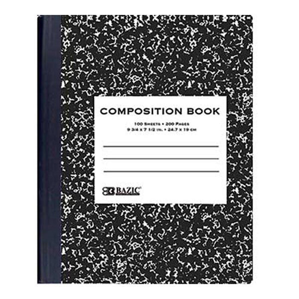 W/R 100 Ct. Black Marble Composition Book - Wide Ruled