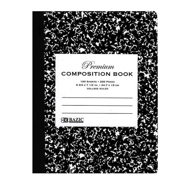 C/R 100 Ct. Premium Black Marble Composition Book - College Ruled