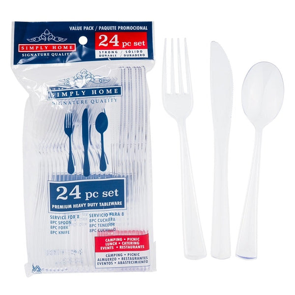 24 Piece Cutlery Set - Clear