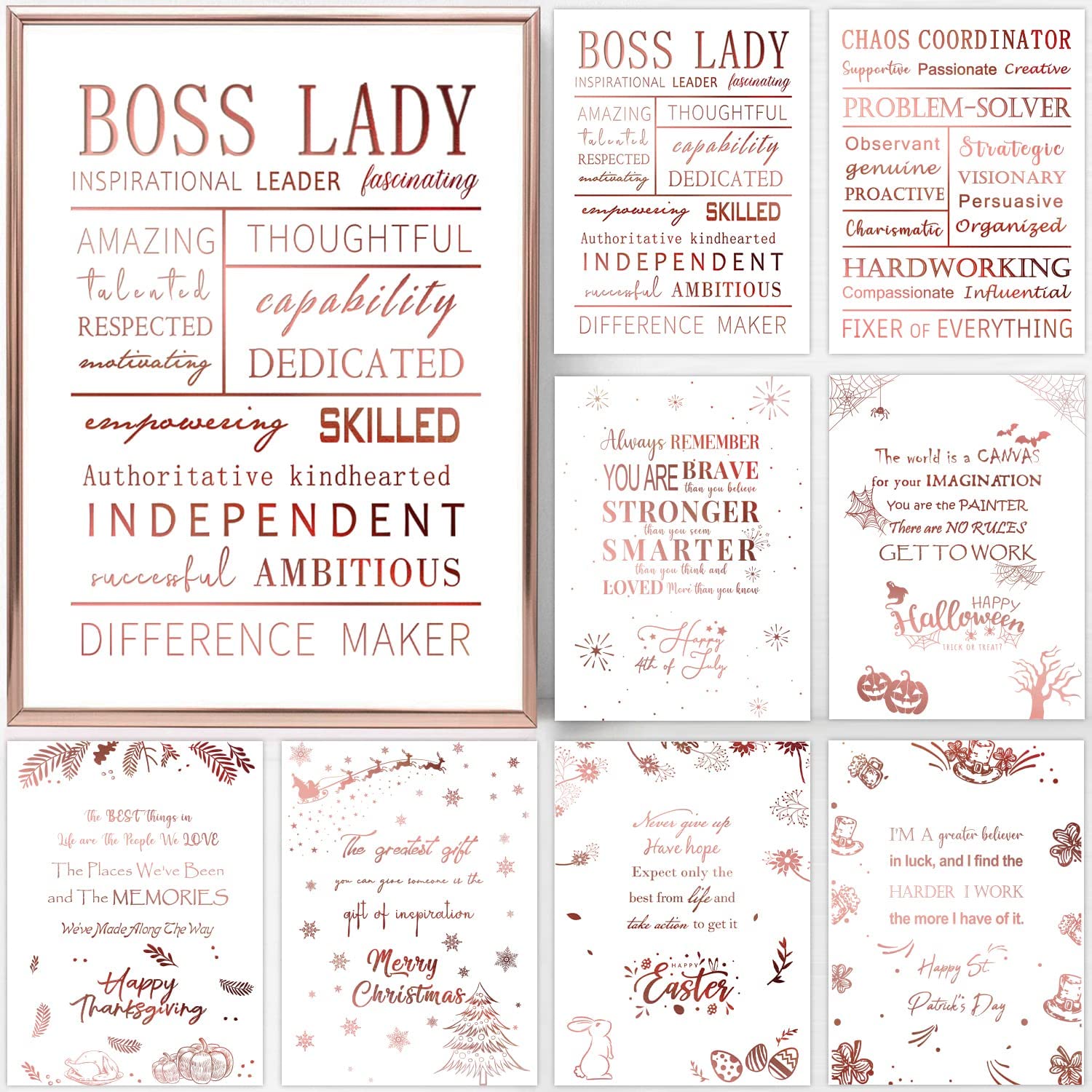 Boss Lady Rose Gold 8 Interchangeable Inspirational Decorative Signs 1 ...