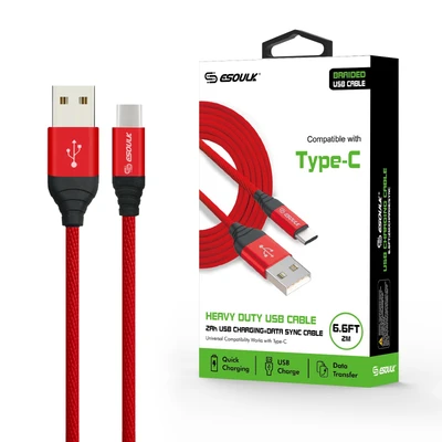 2A Heavy Duty Braided USB Type - C Cable (6.6ft)