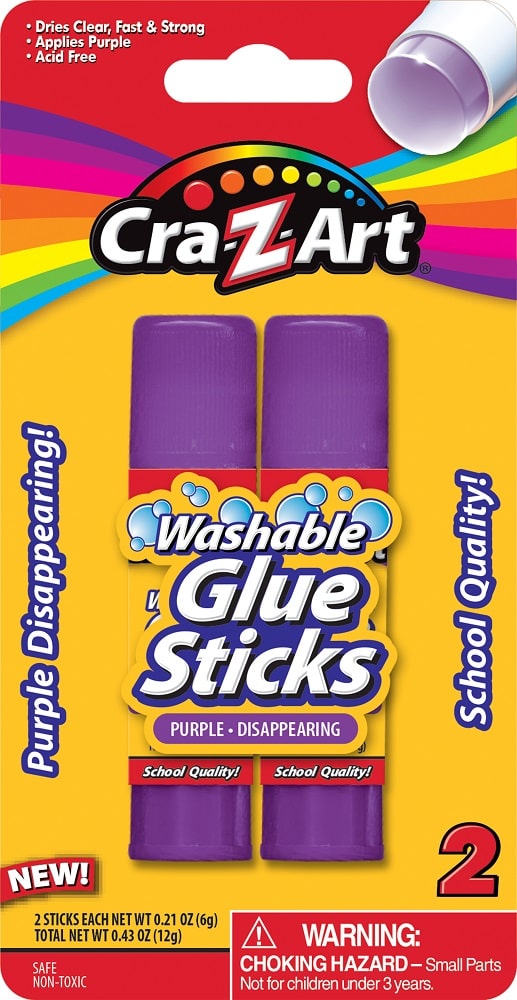 Washable Glue Sticks, Disappearing Purple, 2 Count