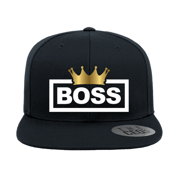 Boss Crown Embroidered Flat Bill Hat