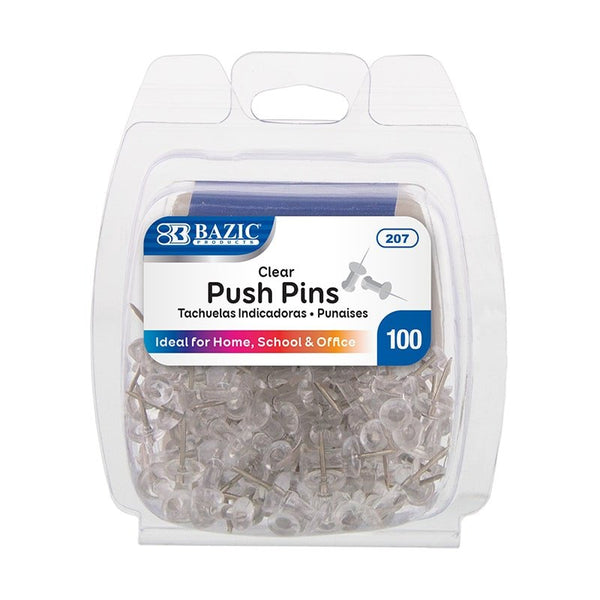 Clear Transparent Push Pins (100/Pack)